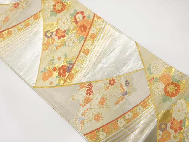 JAPANESE FUKURO OBI / WOVEN CRANE & WEEPING SAKURA